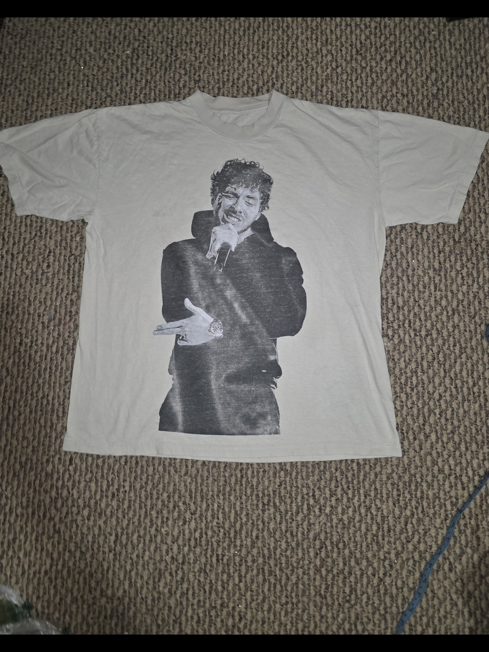 Anvil White Short-Sleeve Graphic Tee with Black Singer Print